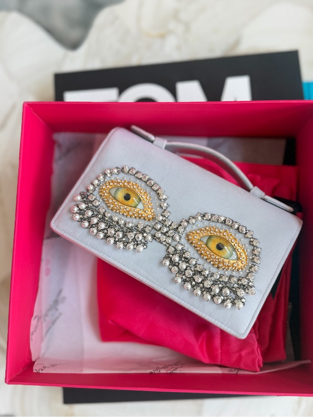Schiaparelli Velvet eyes clutch